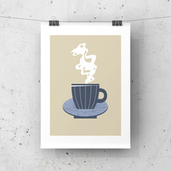 北欧 風 インテリア アート ポスター【 Tea time 】ブルー :/052/ カフェ コーヒー カップ シンプル 6枚目の画像