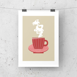 北欧 風 インテリア アート ポスター【 Tea time 】レッド :/053/ コーヒー カフェ カップ シンプル 6枚目の画像