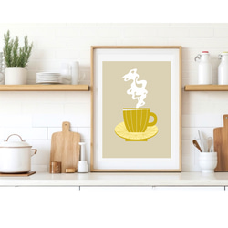 北欧 風 インテリア アート ポスター【 Tea time 】イエロー :/055/ コーヒー カップ カフェ シンプル 3枚目の画像