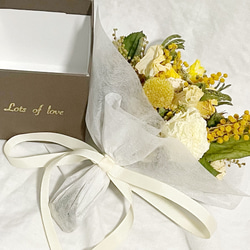 【選べるメッセージ】Greeting box bouquet 【期間限定ミモザ】 3枚目の画像