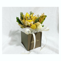 【選べるメッセージ】Greeting box bouquet 【期間限定ミモザ】 2枚目の画像
