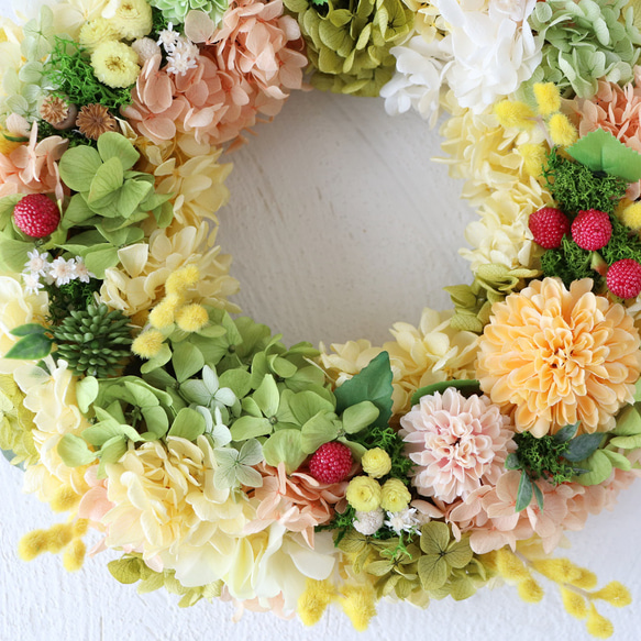 再販×8 幸せ運ぶ ミモザリース 26㎝ 3枚目の画像