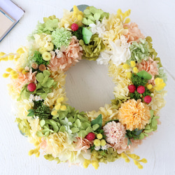 再販×8 幸せ運ぶ ミモザリース 26㎝ 4枚目の画像