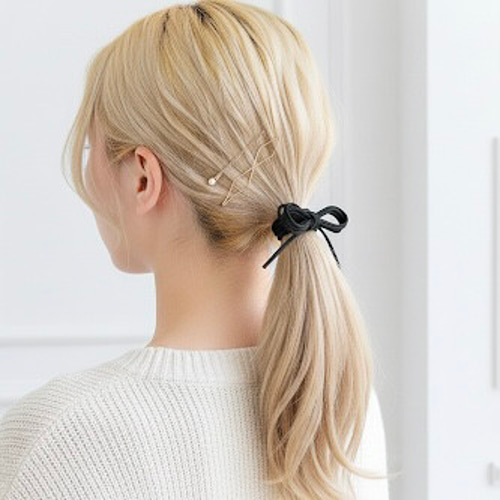 ♥️400 選べるカラー チャーム スエード リボン ヘアゴム