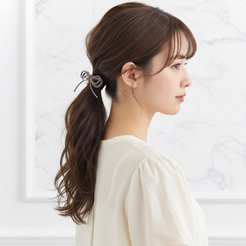 ♥️400 選べるカラー チャーム スエード リボン ヘアゴム