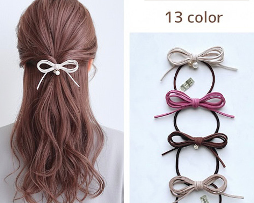 ♥️400 選べるカラー チャーム スエード リボン ヘアゴム