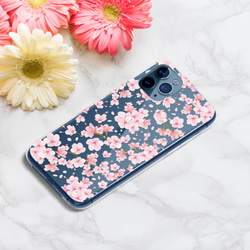 『満開の桜』iPhone/android ショルダー ネックストラップ スマホケース クリア サクラ 春 花柄 ピンク 4枚目の画像