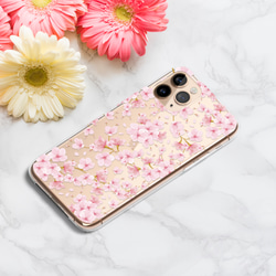 『満開の桜』iPhone/android ショルダー ネックストラップ スマホケース クリア サクラ 春 花柄 ピンク 3枚目の画像