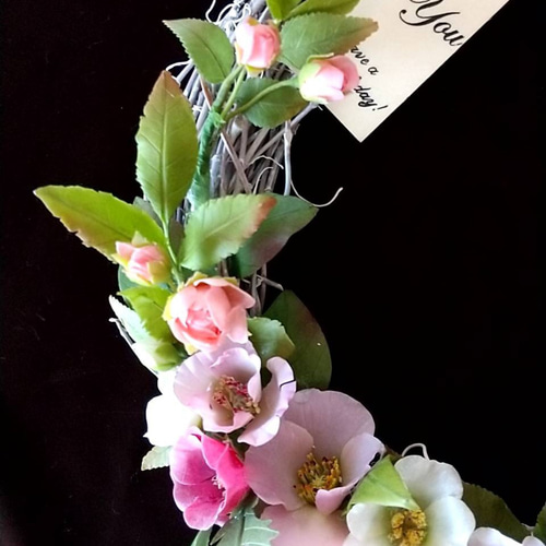 ❤︎粘土の花【チャーミングなリース】❤︎ アートフラワー ユキ