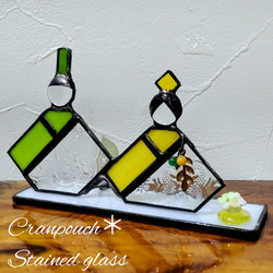 お雛様 C13 お花付【ステンドグラス】ガラス おひなさま 桃の節句 雛