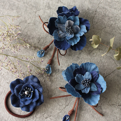 シックなブルーのコサージュ 青（ブルー） コサージュ の人気通販