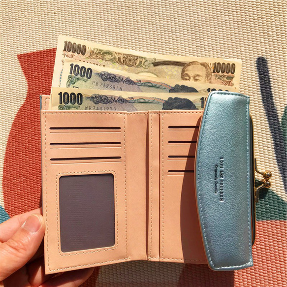 レディース 三つ折り財布 レディース財布 ミニ財布 レディース がま口 ウォレット 小銭入れ付き 大容量 取り出しやすい 11枚目の画像