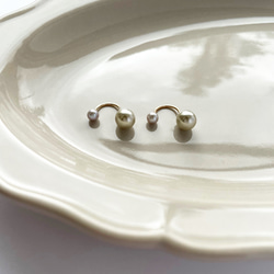 [Creema特色產品]「雙珍珠耳環/銀」淡水珍珠耳環/天然石/14KGF 第3張的照片