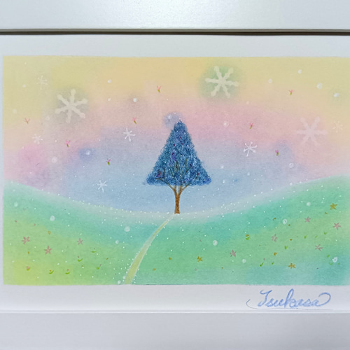パステルアート 季節のシンフォニーと希望の木 冬から春へ 絵画 T's