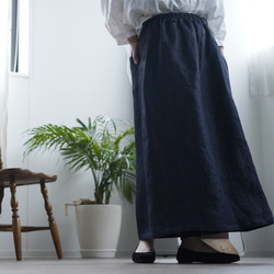 [Wafu] 岡山亞麻牛仔裙 linen100%/深靛藍 s006a-din3 第7張的照片