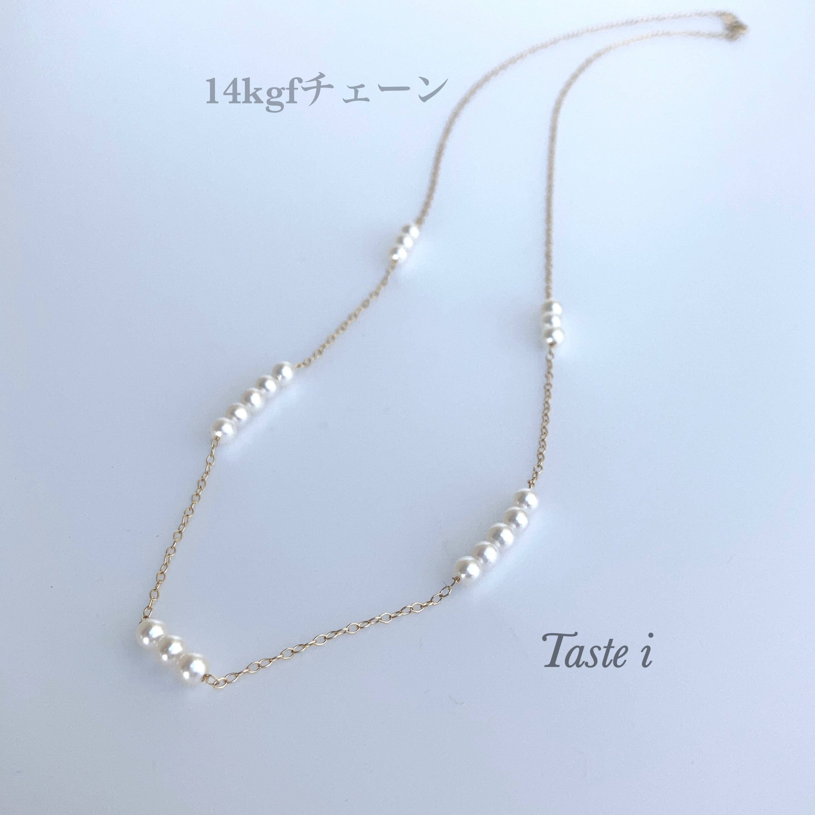 ♪再入荷♪【大人テイスト】淡水ベビー3粒と5粒のステーションネックレス14kgf〔20011〕