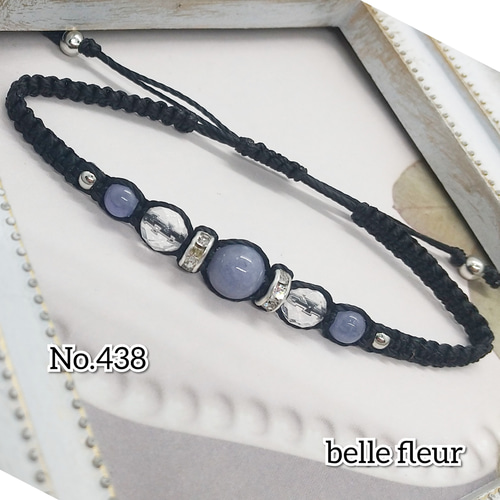 No.438 レディースブレスレット タンザナイト&水晶 ブレスレット belle  