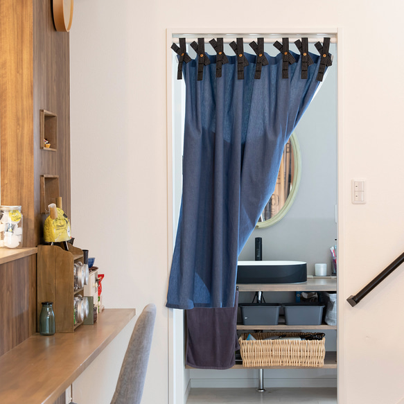 自然素材 綿 コットン100％ デニム間仕切り 「デニムブルー」 目隠し