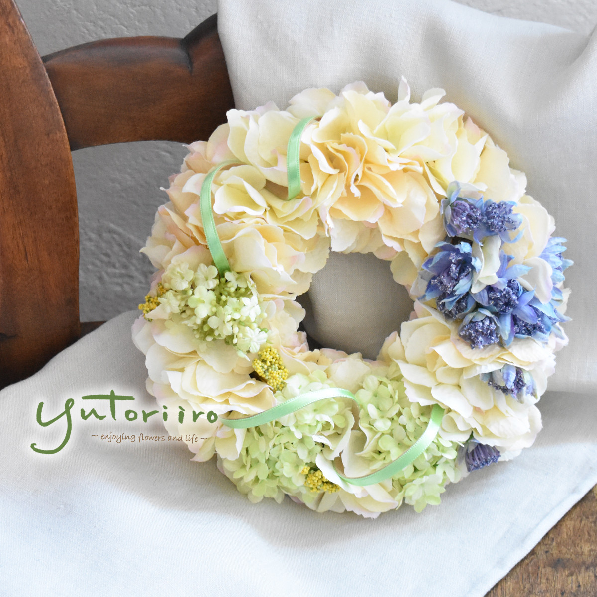 【ギフト包装無料】紫陽花とアストランティアのリース