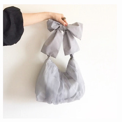 【受注生産】《3way》ribbon tote bag （right gray） 6枚目の画像