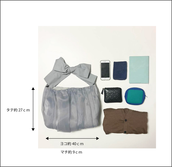 【受注生産】《3way》ribbon tote bag （right gray） 10枚目の画像