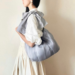 【受注生産】《3way》ribbon tote bag （right gray） 1枚目の画像