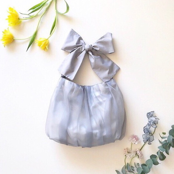 【受注生産】《3way》ribbon tote bag （right gray） 2枚目の画像