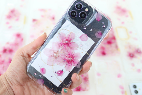 iPhone15ケース iPhone14Pro スマホケース　桜　さくら　スマホカバー　クリアケース　スマホショルダー 1枚目の画像