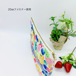 ポーチ☆スイーツ&小花柄（ピンク）内側ポケット付き 3枚目の画像