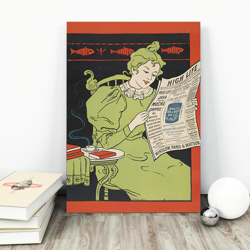 NO.26】新聞を読む女性☆ヴィンテージイラスト☆インテリアアート