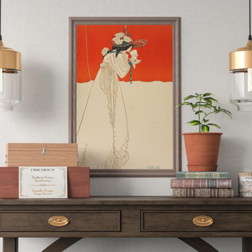 NO.33】グラスを覗くフリルドレスの女性インテリアアートポスター