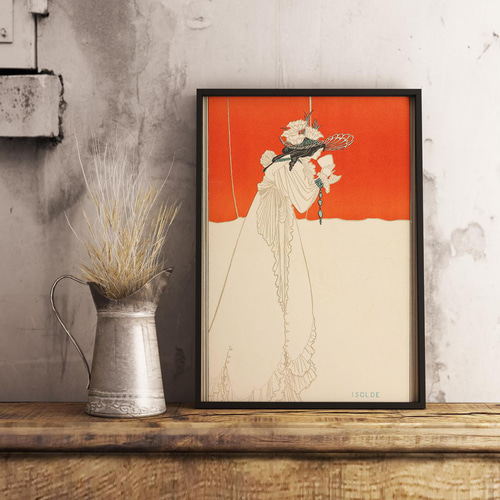 NO.33】グラスを覗くフリルドレスの女性インテリアアートポスター