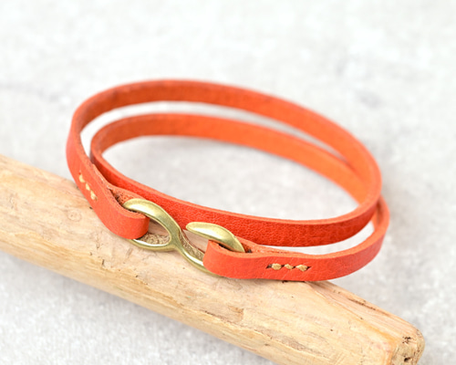 イタリアンレザー コードブレスレット オレンジ ブレスレット Merry