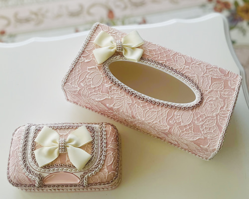 再販♡エレガントなバラ柄模様のウェットティッシュケースとティッシュ