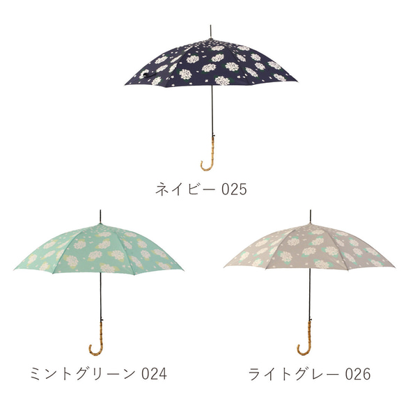 竹傘 繡球花 繡球花 晴雨天都可使用的長傘 ALCEDO 161024 遮陽傘 雨傘 薄荷綠 第16張的照片