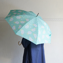 竹傘 繡球花 繡球花 晴雨天都可使用的長傘 ALCEDO 161024 遮陽傘 雨傘 薄荷綠 第8張的照片