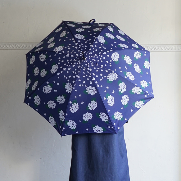 竹傘繡球花 繡球花海軍藍 晴雨兩用長傘 ALCEDO 161025 陽傘傘 第10張的照片