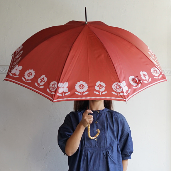 竹の傘 planter red 晴雨兼用 長傘 ALCEDO 161029 日傘 雨傘 1枚目の画像