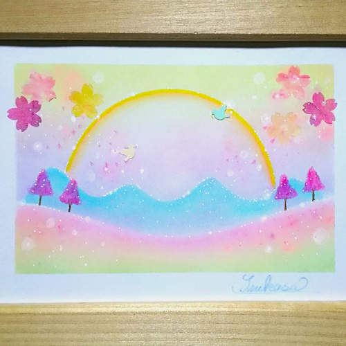 海外ファッションブランド通販サイト【公式】 パステルアート 春の虹と桜 Blossom(ﾚｲﾝﾎﾞｰ・ﾌﾞﾛｯｻﾑ) Rainbow 絵画