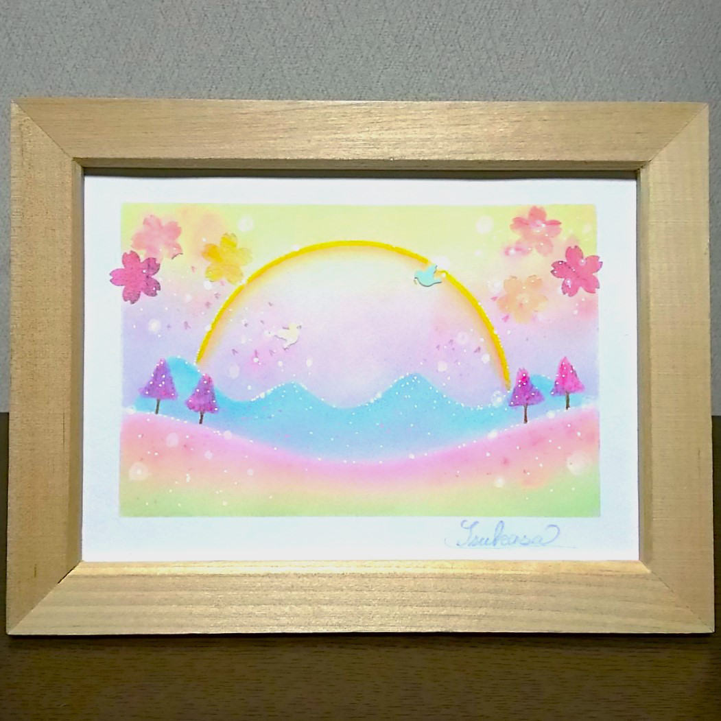 パステルアート Rainbow Blossom(ﾚｲﾝﾎﾞｰ・ﾌﾞﾛｯｻﾑ) 春の虹と桜