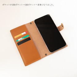 スマホケース 全機種対応 手帳 【 刺繍 ミモザ 】 本革 レザー イエロー iPhone Android A067I 5枚目の画像