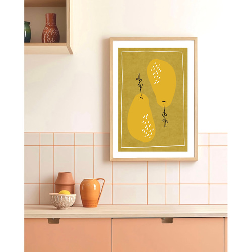 北欧 風 インテリア アート ポスター【 pear twins 】:/065/ 洋梨 果物
