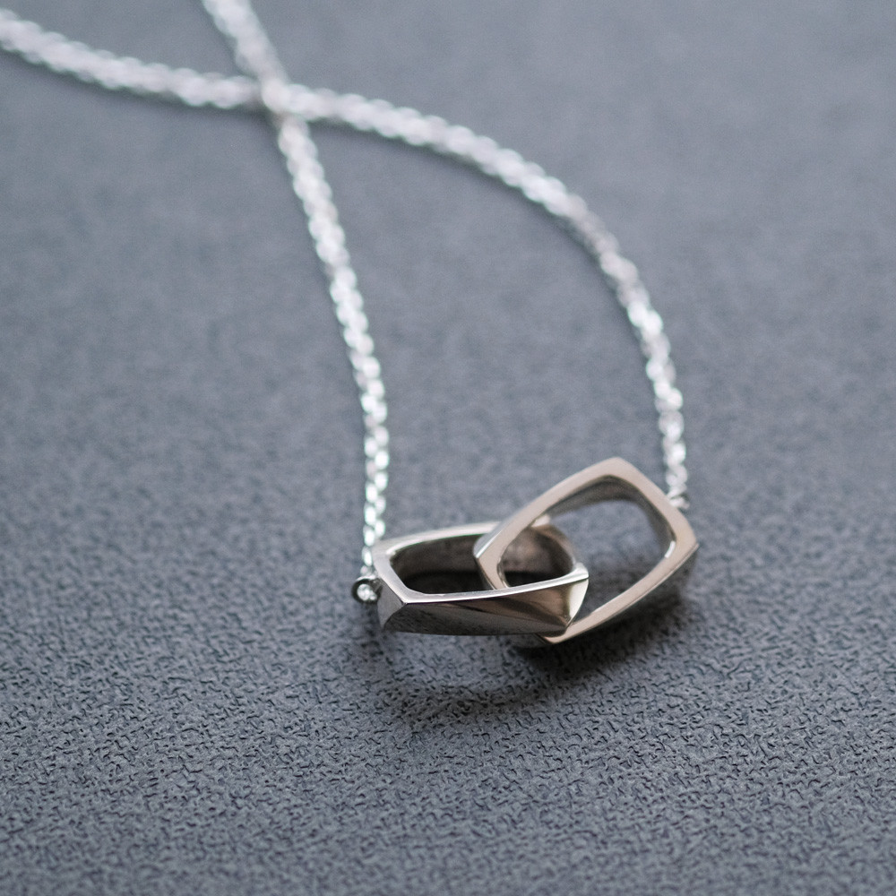 立体 スクエア リング ネックレス シルバー925