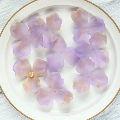 おいしくるくる様専用☆バカラ フラワー 花 パーツ 赤 紫 緑 3個セット