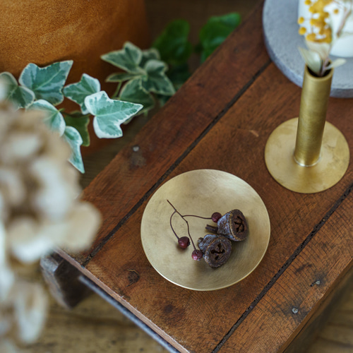 真鍮の丸皿/SS アクセサリートレイ お香立て minimal plate <circle-SS