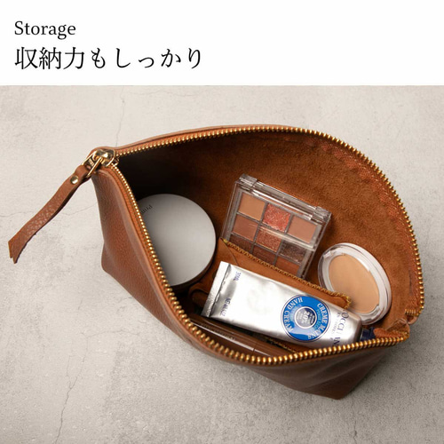 ポーチ 上質で柔らかいヌメ革 大容量 ペンケース 化粧ポーチ 本革