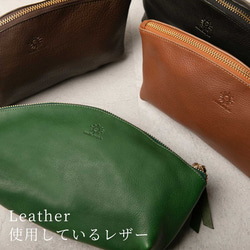 ポーチ 上質で柔らかいヌメ革 大容量 ペンケース 化粧ポーチ 本革 ブラック HAK058 14枚目の画像