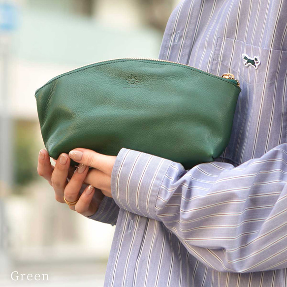 ポーチ 上質で柔らかいヌメ革 大容量 ペンケース 化粧ポーチ 本革 ブラック HAK058 7枚目の画像