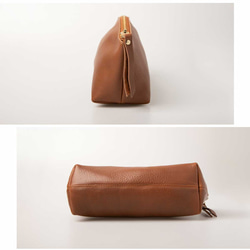 高品質柔軟天然皮革鉛筆盒/化妝包，大容量，真皮材質，綠色，HAK058 第15張的照片