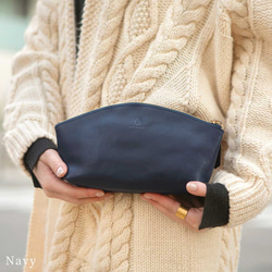 高品質柔軟天然皮革鉛筆盒/化妝包，大容量，真皮材質，綠色，HAK058 第7張的照片